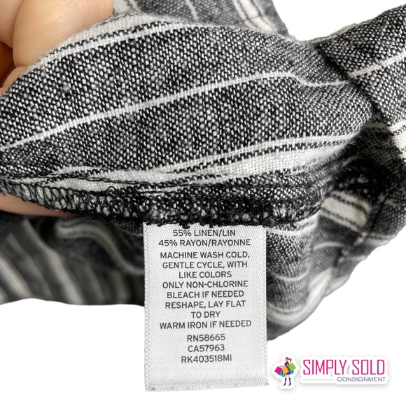 Abound Women's Blouse Spaghetti Strap Sleeveless Gray Boho Striped V-Neck Sz L - Picture 8 of 8